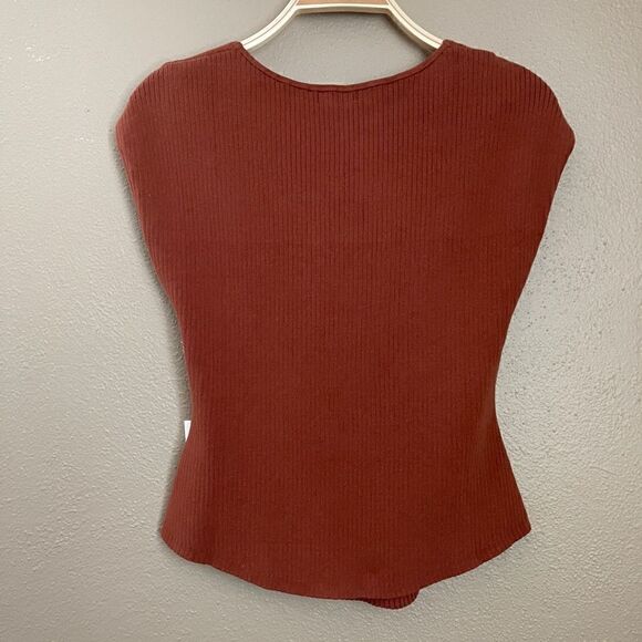Good American Twisted Shoulder Ribbed Cotton Blend Sweater Tank Size M - Picture 6 of 8